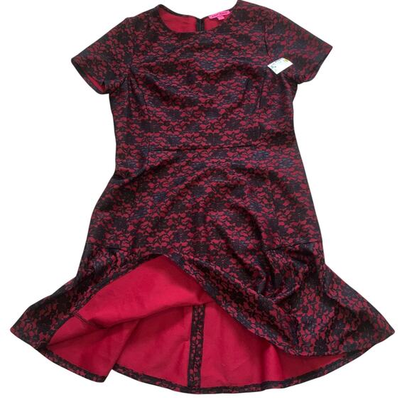NWT Betsey Johnson Red and Black Lace Fit and Flare Skater Dress-14 - Picture 4 of 16